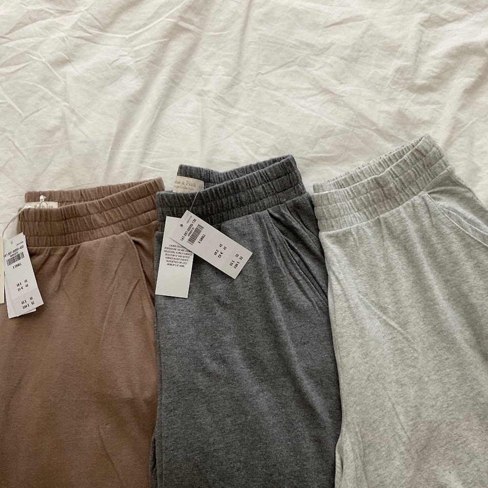 Abercrombie & Fitch Cozy Lounge Cotton-Mod Knit Wide Leg Sweatpant Bundle